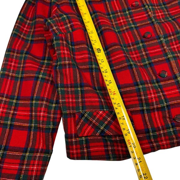 Vintage 60s Pendleton Wool Stewart Plaid Blazer Sz L Red Tartan Academia Preppy - Picture 6 of 13